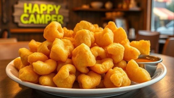 Crispy cheese curds in cozy cafe, best cheese curds in Wisconsin.