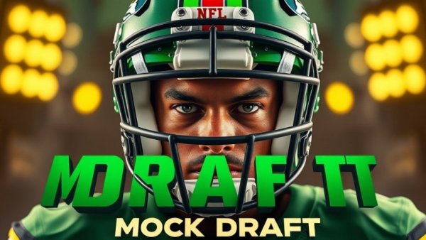 2027 NFL Mock Draft vibrant graphic with focused athlete.