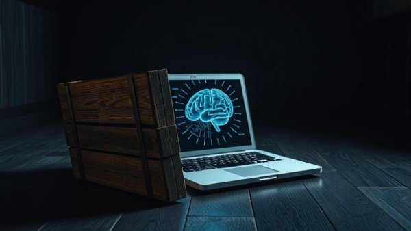 Creative AI trap concept in a dimly lit room, press release distribution.