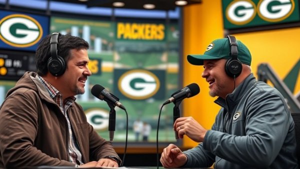 Green Bay Packers analysts in studio discussing schedule.
