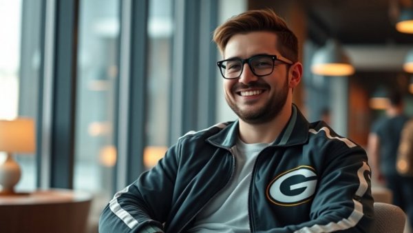 Green Bay Packers culture interview setting with smiling professional.