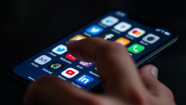 Smartphone displaying social media apps for marketing insights.