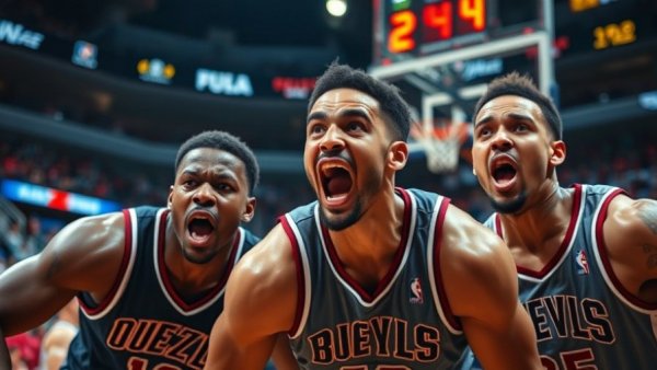 2026 NBA Playoffs game recap image with basketball players.
