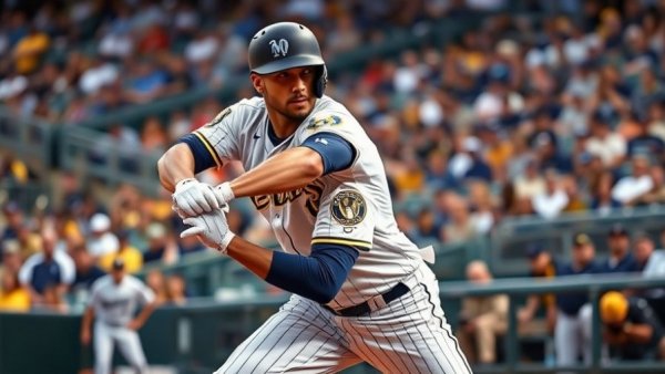 Milwaukee Brewers player in action at game against Padres.