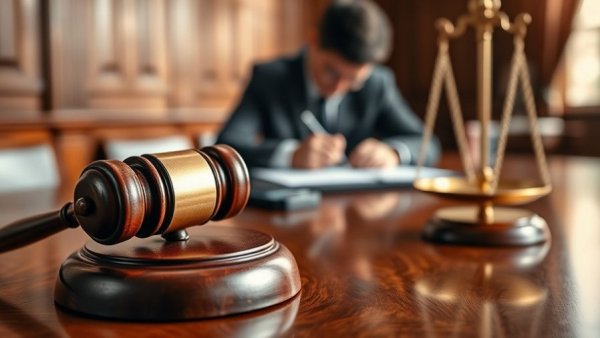 Gavel and legal scales in courtroom setting for survivors' legal options.