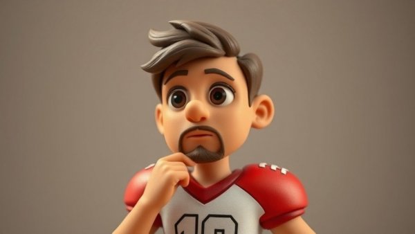 Claymation football player, 3D style animation.