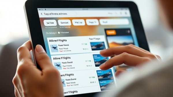 Tablet displaying personalized content on airline website.