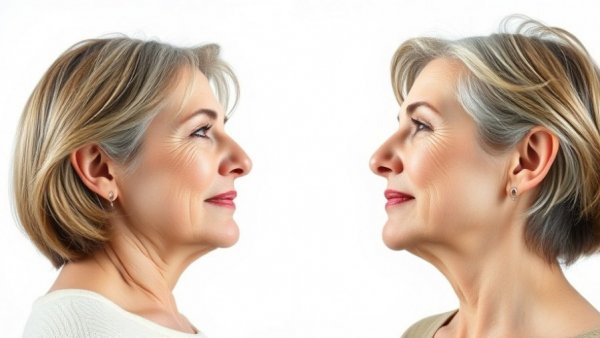Double chin removal treatments before and after comparison.
