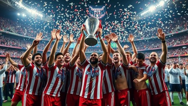 2026 UEFA Champions League Final: Victorious team celebrates, lifting trophy.