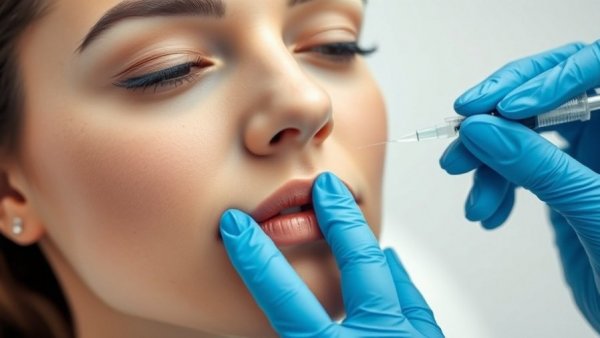 Young woman receiving Botox treatment in clinic.