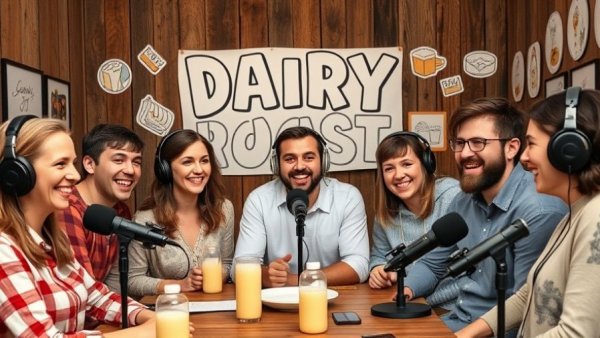 Wisconsin dairy month podcast discussion in rustic studio.