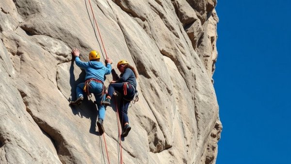 Climbers scaling a rock wall at North Shore MN summer event.
