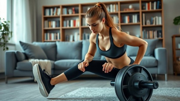 Young woman exercising at home for Wisconsin family health