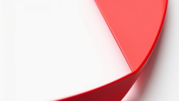 Abstract red and white object resembling a folder, minimalistic.