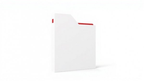 Abstract red and white file folder illustration, minimalist design.