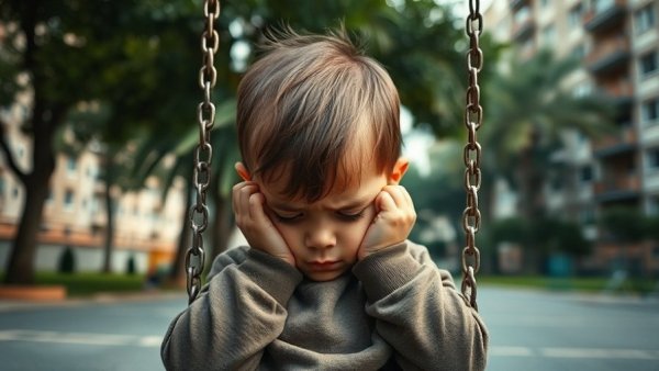 Signs your child is struggling after divorce, child upset on swing in park