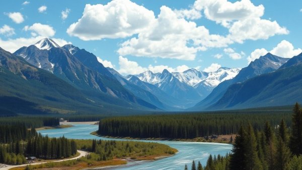 Majestic landscape with river and mountains showcasing Wisconsin outdoor activities