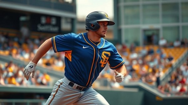 Baseball player in blue uniform during game highlights, Wisconsin outdoor recreation.