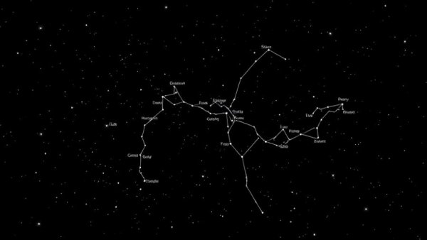 Draco constellation diagram with star labels