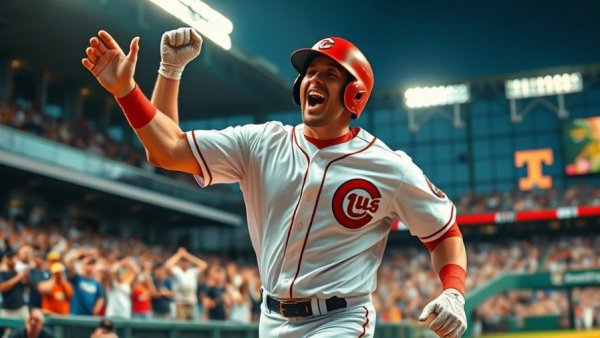 Baseball player celebrating in Wisconsin outdoor recreation environment