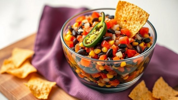 Redneck Caviar recipe with tortilla chips and jalapeño