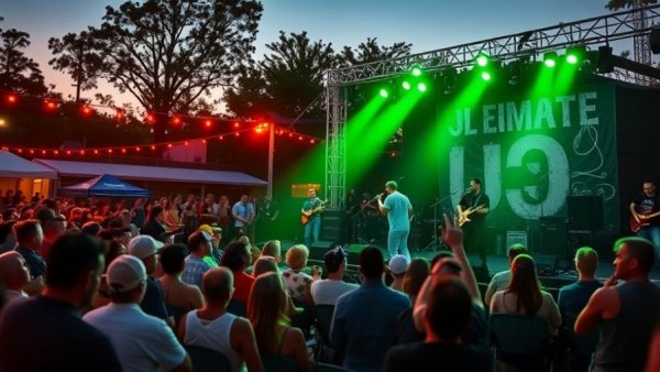 Lake Superior Music in the Park concert at sunset