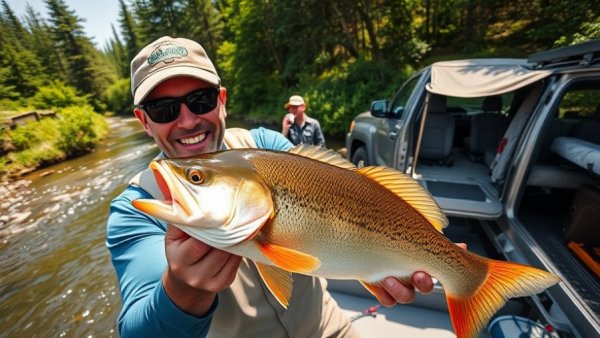 Exploring Wisconsin fishing spots with a successful catch.