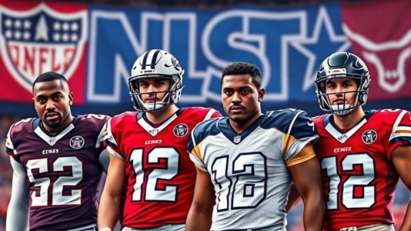 NFC East team bust candidates; football players in team jerseys.