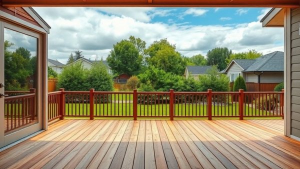 Expansive deck with modern patio door installation in Wisconsin.