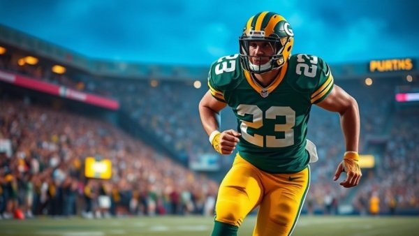 Wisconsin outdoor recreation scene featuring football player in action