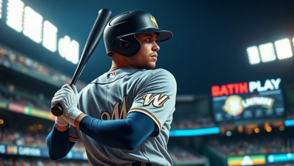 Milwaukee Brewers player holds bat in game highlights.