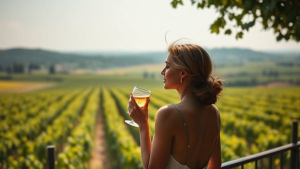 Wisconsin travel scene, woman at vineyard in Janesville.