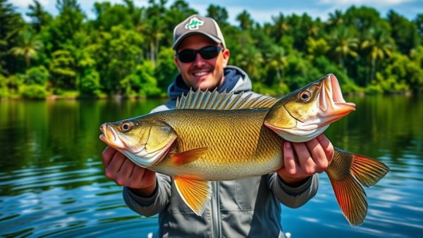 Fisherman showcasing a catch at Wisconsin fishing spots.