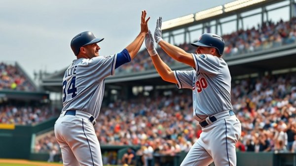 Milwaukee Brewers players celebrate in a game, capturing a lively moment.