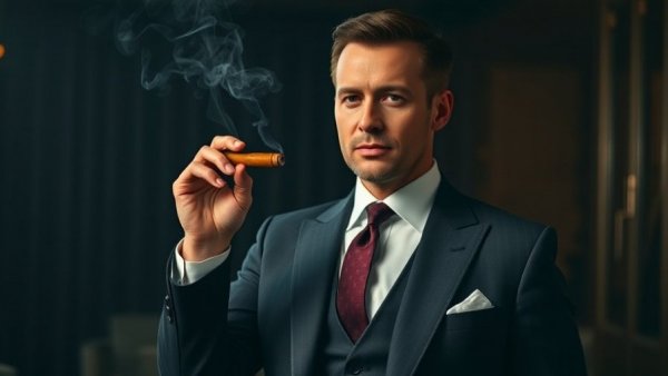 Sophisticated individual holding a premium cigar.