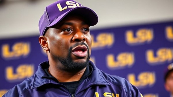Emotional LSU coach at press conference discussing 2025 NFL Draft.