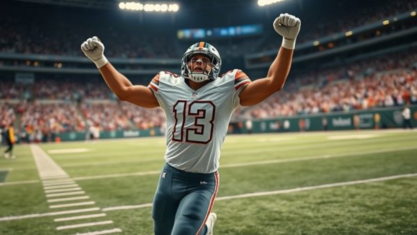 2025 NFL Draft prospect celebrating a touchdown in a stadium