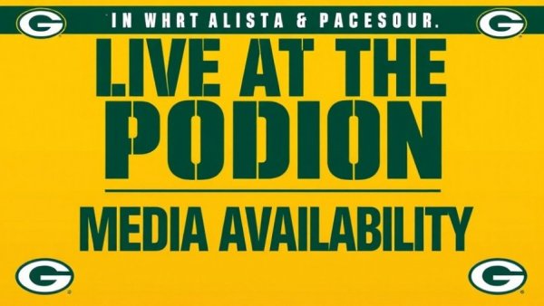 Media Availability poster with Green Bay Packers branding.