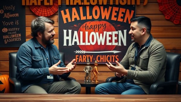 Wisconsin haunted attractions discussion with hosts and Halloween graphics.