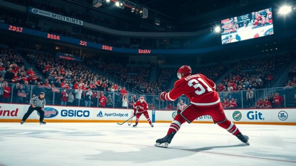Wisconsin men's hockey game with player and goalie action.
