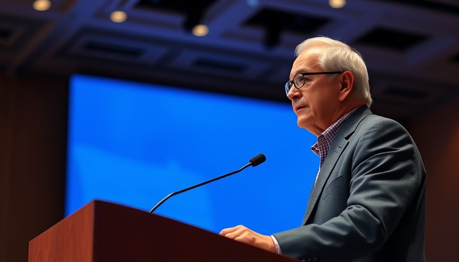 Wisconsin lifestyle blogs presentation by older man at a podium