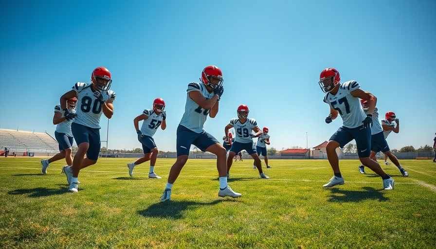 2025 NFL Draft prospects practice on sunny field.