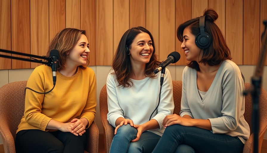 Women discussing Wisconsin cheese tours in a cozy podcast studio.