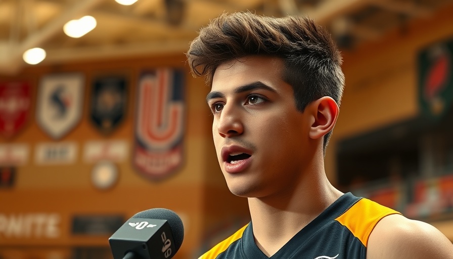 Engaging young athlete being interviewed at a sports facility.