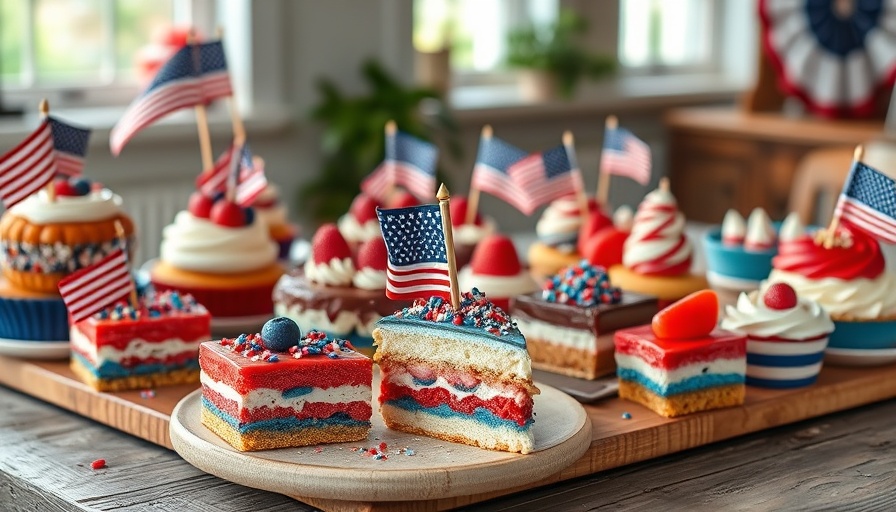 Patriotic Fourth of July desserts in red, white, and blue.