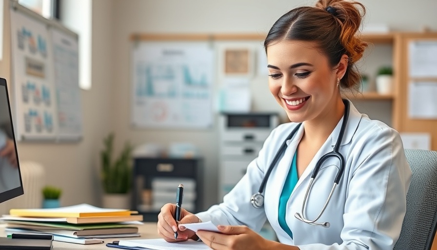 Wisconsin mental health services consultant writing notes in office.