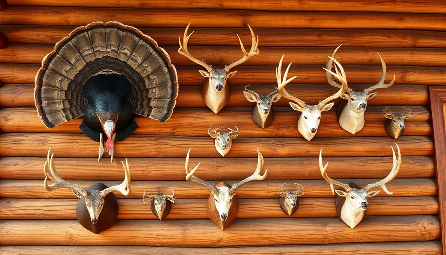 Outdoor Wisconsin turkey hunting scene with turkey and antlers