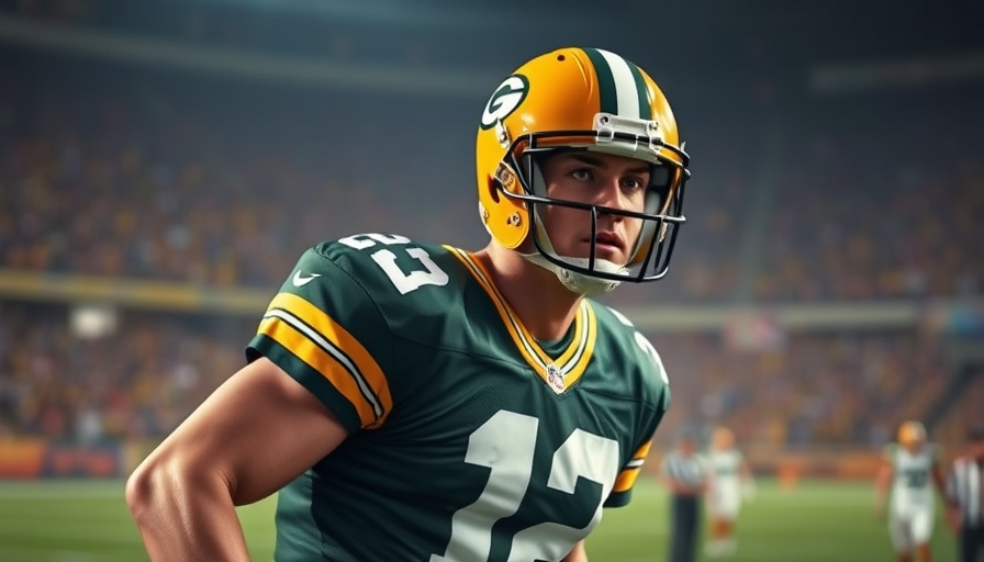 Green Bay Packers player focused on field, dynamic shot.