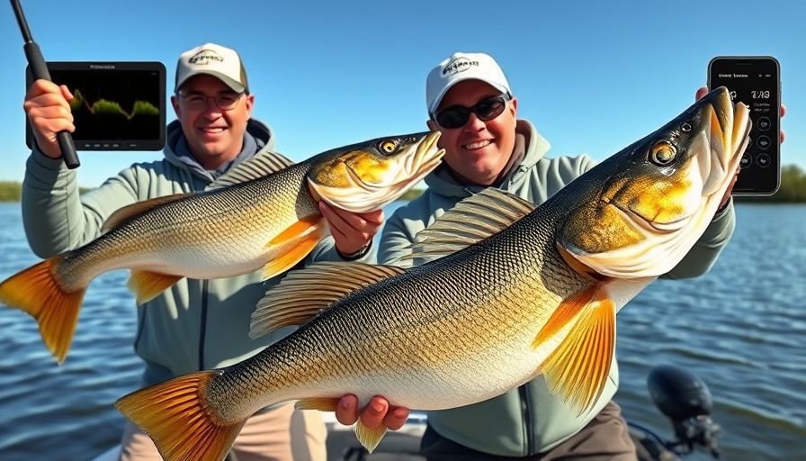 Enthusiastic anglers fishing for trophy 30-inch walleye at the lake.