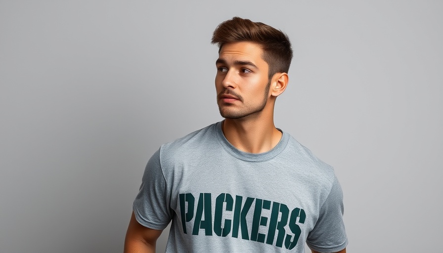 Casual portrait of a young man in Packer shirt, thoughtful expression.
